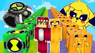 DESAFIO DE LOS LUCKY BLOCKS DE PIKACHU MIKE VS BEN10 ⚡😱 CARRERA LUCKY BLOCK