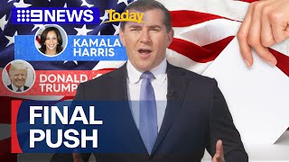 Final push for voters two days out until America decides in the US Election | 9 News Australia