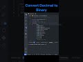 Convert Decimal to Binary using function #codesecret #programming #javascript #virshorts