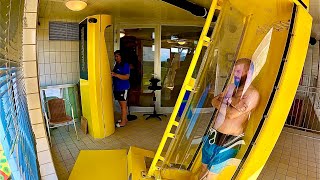 Getting STUCK in AquaLoop Waterslide 😱🤯