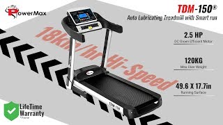 Powermax Fitness TDM-150 Motorized Treadmill with Manual Incline and Smart Run Function