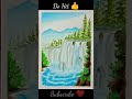 waterfall nature oil pastel scenery easy drawing step by step shorts