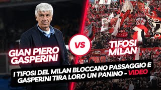 Gasperini lancia panino a tifosi del Milan all'uscita San Siro