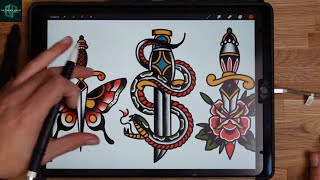 5 Easy Old School Daggers and How to Draw them | How to Draw a Tattoo Design