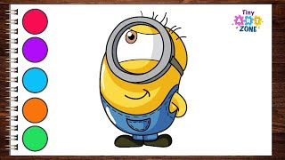 How to Draw Cute Minion Step by Step for Kids | Tiny Art Zone