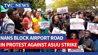 ASUU Strike: Travellers Stranded in Lagos as Protesting Students Block Airport Road