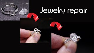 【ペアシェイプカットダイヤモンドリング】改作して石留めします　   jewelry repair