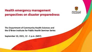 Health emergency management perspectives on disaster preparedness