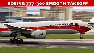 TAAG 777-300ER Smooth Takeoff at Lisbon Airport