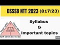 dsssb ntt syllabus | part A and Part B, Imp topics I preparation #dsssbntt