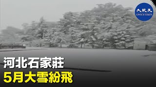 大陸多地極端天氣頻現。5月11日，河北石家莊市平山縣駝梁地區大雪紛飛，氣溫迅猛下降。| #紀元香港 #EpochNewsHK