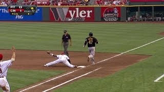 PIT@CIN: Mesoraco starts a double play in the fifth