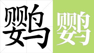 鹦的笔画顺序教学，鹦的意思，鹦的字义解释，鹦的字典查询，鹦的汉字编码。 Meaning of 鹦, definition of 鹦, stroke order of 鹦.