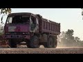 ឡានបែនដឹកដីចាក់​ dump truck loading