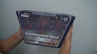 Colorblinker Gold   Funke Feuerwerk   Cakebox 36sh 25mm    Batch 2018 Pyrodealeronlineshop