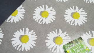 Jolee Tablecloths - Grey and White Daisy Capri Chartreuse Floral Oilcloth Wipe Clean Tablecloth