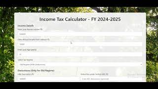 Income Tax Calculator Using HTML5 css and JavaScript || Free Download code From Description