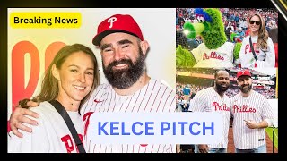 Jason Kelce & Kylie Smiled as Retired NFL Player Throws Out First Pitch at Philadelphia PhilliesGame