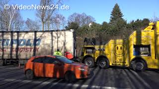 14.02.2018 - VN24 - Sattelauflieger gleich zweimal verloren - Unfall auf B1 bei Unna