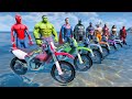 SPIDERMAN MOTORCYCLE ON WATER RAMP CHALLENGE - EXTREME RACING ON THE DAM