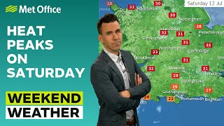 Weekend weather 10/07/2025 – 30 to 33 Celsius in places – Met Office weather forecast UK