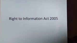 RTI Act 2005 ( Part 1 )