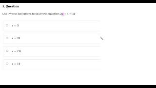 Manipulating Equations Inverse Operations Basic #5