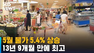 5월 물가 5.4% 상승…13년 9개월 만에 최고 / SBS