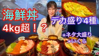 【デカ盛り】海鮮丼4種を大食い！！