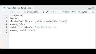 regression models: stepwise variable selection in R step() function