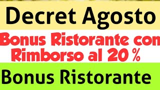 Bonus Ristorante con rimborso al 20% | Decreto Agosto