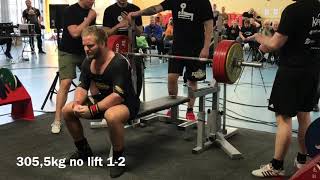 Kristoffer Eikeland -105 - 295kg 1.place @ Benchpress nationals 2018