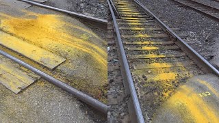 Funky Yellow Stuff On The Railroad Tracks! Chasing A BNSF Train! Union Pacific SD70AH! Night Train!