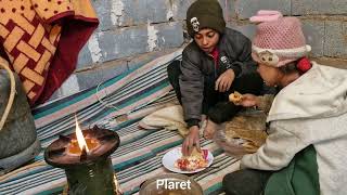 Kindness towards orphaned children: two orphaned children alone in the mountains during winter.