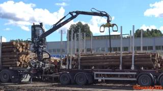 4K| Scania R730 Timber Truck Unloading