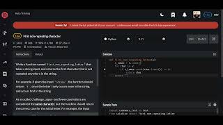 Codewars | First non-repeating character | Python 5 kyu