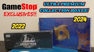 Comparing GameStop's 2022 ARCEUS VSTAR and 2024 GRENINJA EX Ultra Premium Collection Boxes!!