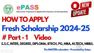 TELANGANA EPASS FRESH SCHOLARSHIP APPLICATION PROCESS 2024-25 PART VIDEO