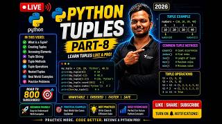 🐍Python Tuples | Python Tutorial for Beginners | Part 8 #coding #python #trending #programming #live