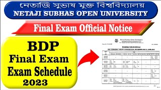 NSOU BDP FINAL Exam || Exam Schedule || Official Notice || Netaji Subhas Open University