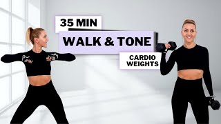 🔥35 Min WALK \u0026 TONE Dumbbell Workout🔥Burn Fat \u0026 Build Muscle🔥Full Body Compound Moves🔥