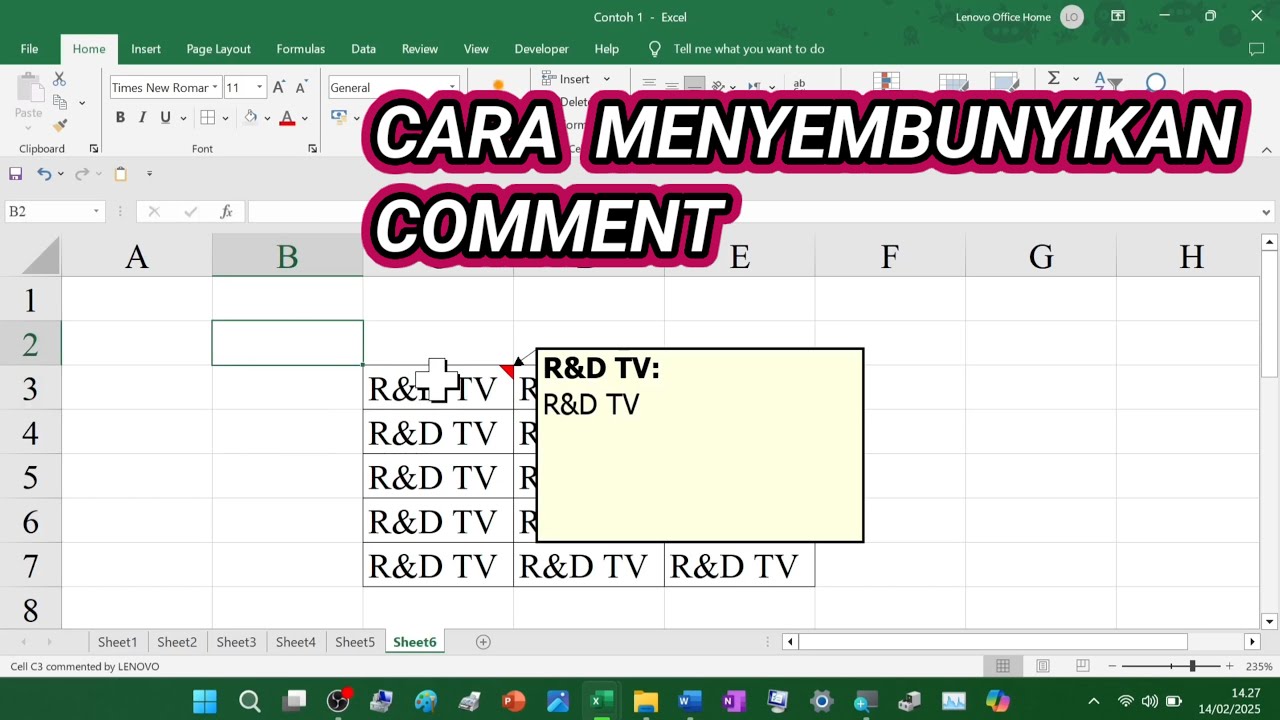 Tutorial Cara Menyembunyikan Comment Di Excel Youtube