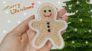 GALLETITA DE JENGIBRE TEJIDO A CROCHET_ADORNO NAVIDEÑO_(GINGER COOKIE CHRISTMAS DECORATION)🎄☃️