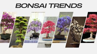 Beautiful Bonsai trees with flowers and fruits