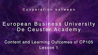 EBU Video 1.1 - Content and Leaning Outcomes CP105 Lesson 1