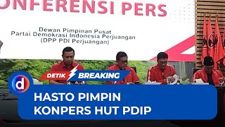 Momen Hasto Kristiyanto Muncul Pimpin Konferensi Pers HUT PDIP di Jakarta