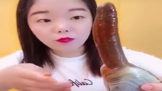 CHINESE LADY EATING GEODUCK 😝 SEAFOOD MUKBANG