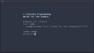 Using Emacs for Literate Programming with Clojure