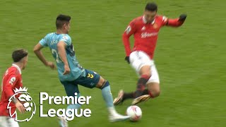 Casemiro sent off for lunging tackle on Carlos Alcaraz | Premier League | NBC Sports