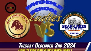 12.3.2024 Jeaga vs Bear Lakes Middle School Volleyball Game 1